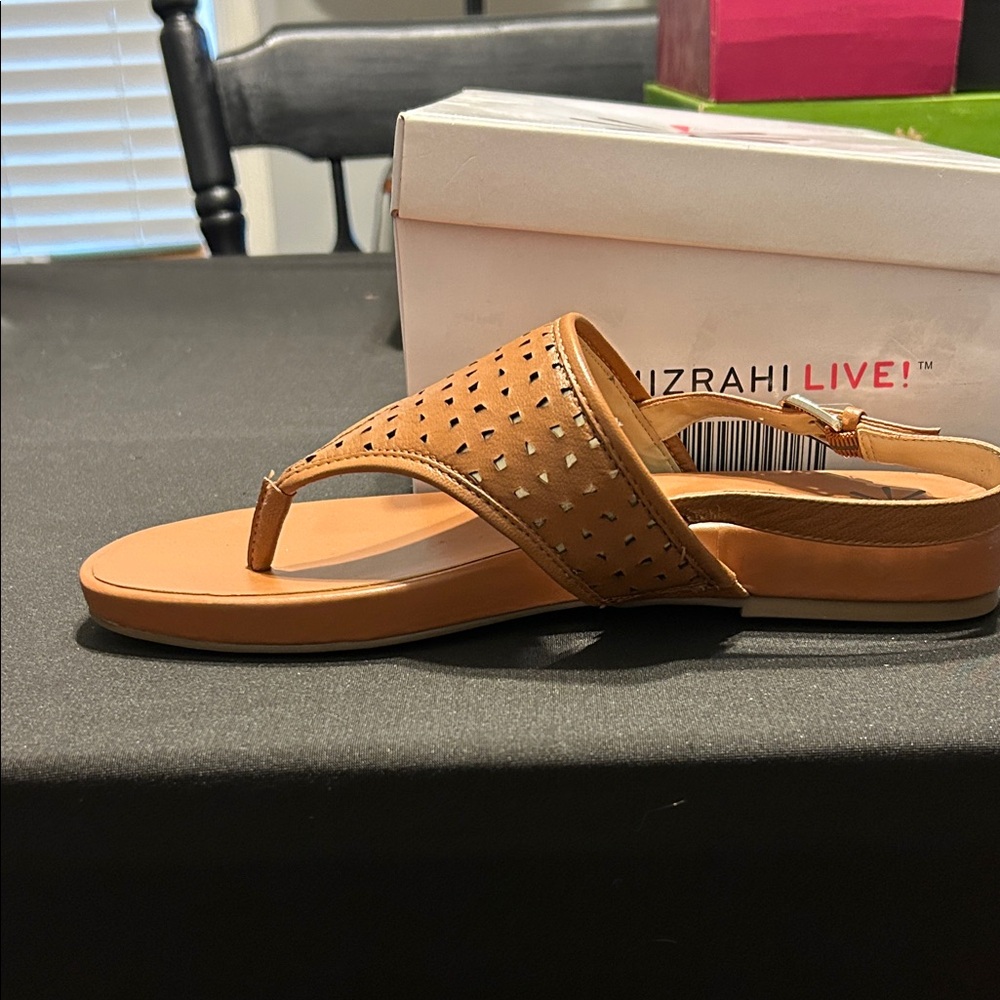 Isaac Mizrahi Tan Perforated Sandals
